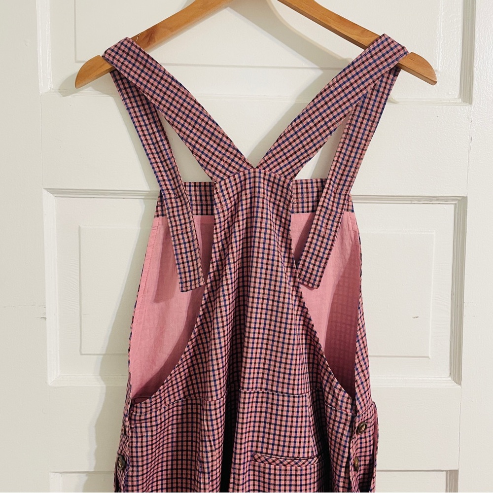 NWT Anthropologie FRNCH Pink Purple Paris Plaid Tapered Jumpsuit Overalls - Picture 8 of 12